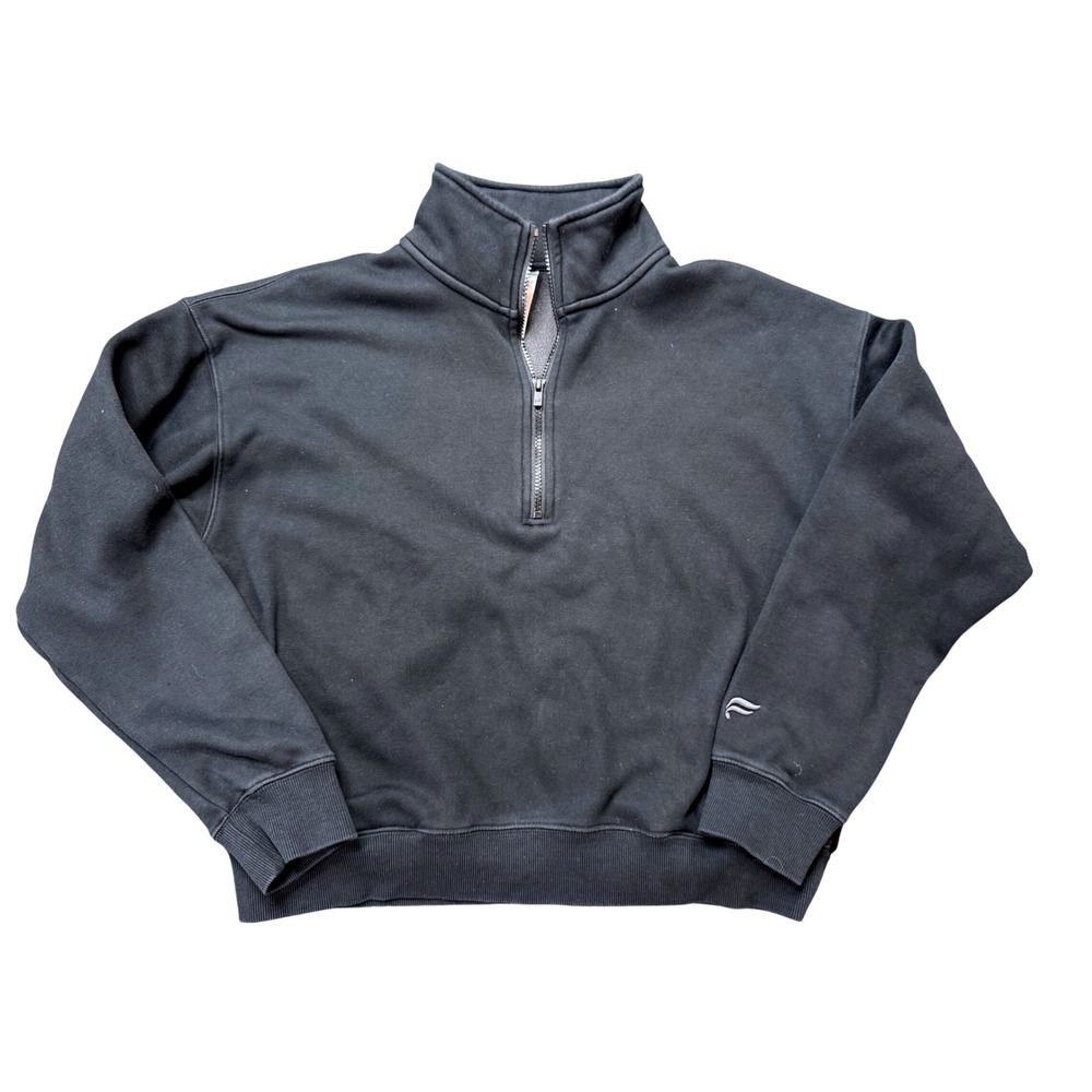 Fabletics Quarter Zip Sweatshirt Womens XL Black Excellent Fleece Cropped Pocket